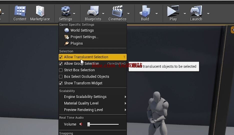 虚幻引擎的50个提高效率的技巧-快速开发提示 #23 UE - 切换半透明选区 虚幻引擎的50个提高效率的技巧-快速开发提示 #23 UE - 切换半透明选区