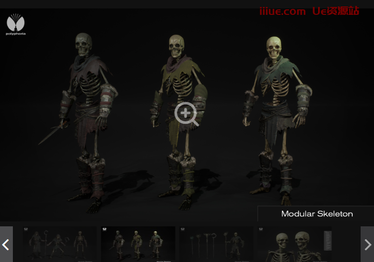 ue5虚幻引擎模块化骷髅是一套装扮骷髅军队的服装样本