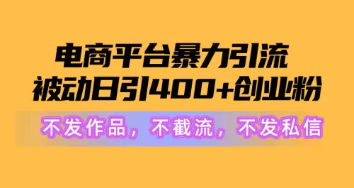 电商平台******,被动日引400+创业粉不发作品，不截流，不发私信